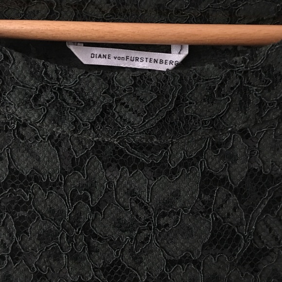 New NWOT DVF Diane Von Furstenberg Dark Green Lace Dress - Picture 7 of 8